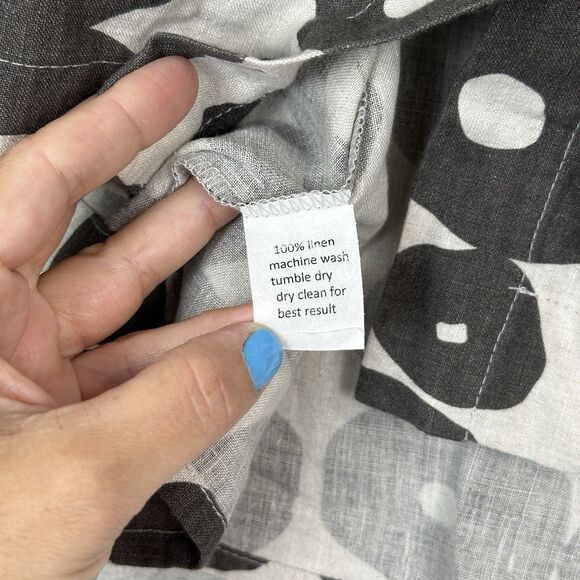 Christopher Calvin Linen Top Small Beige Gray Geometric Shirt Lagenlook Modern - Picture 12 of 12